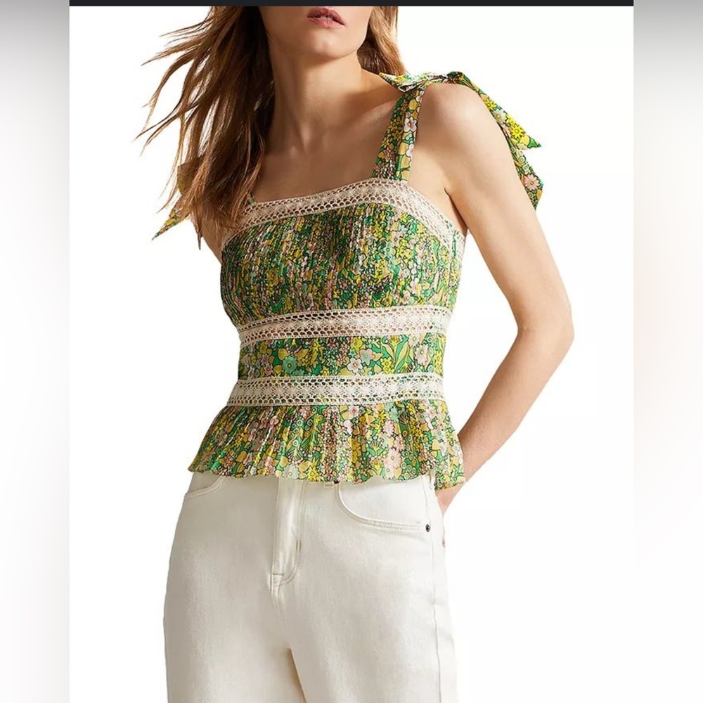 Ted Baker Pela Lace Trim Peplum Top